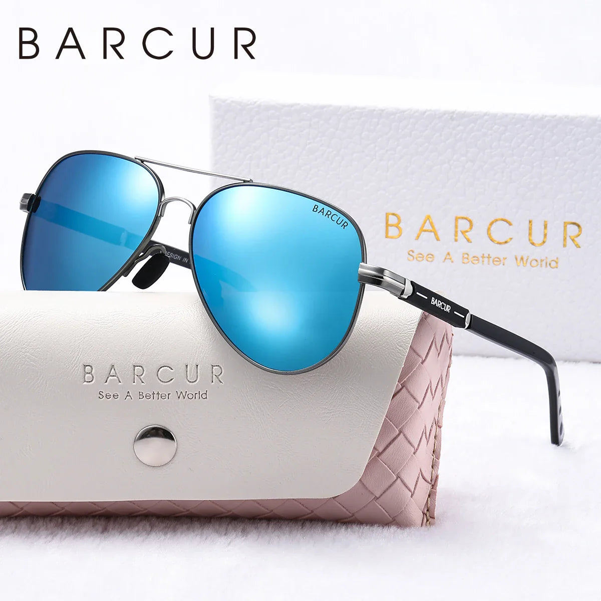 BARCUR Oversize Polarized Sunglasses for Women Trendy Double Beam Design Metal Elliptical Frame with UV400 Protection Fashionable Sun Glasses for Summer Outdoor & Daily Wear