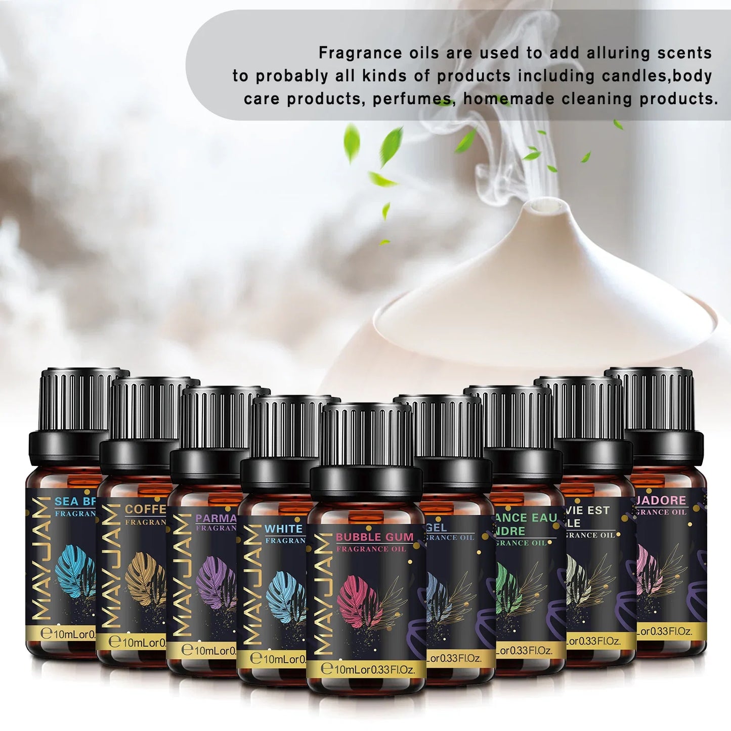 MAYJAM 10ml Aromatic Essential Oil Bubble Gum La Vie Est Belle D-Jadore White Musk Sea Breeze Baby Powder Long-lasting Scents