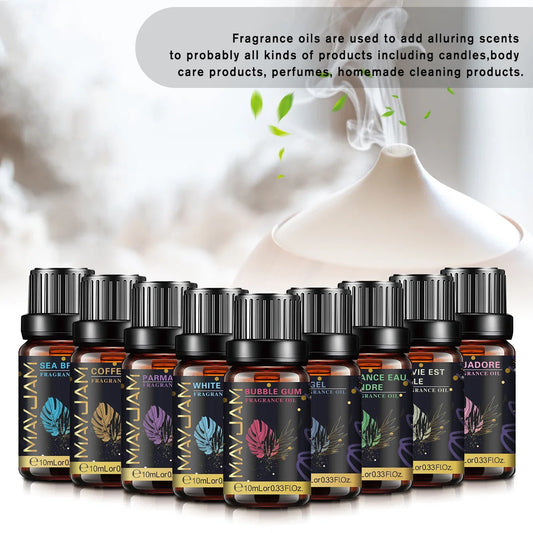MAYJAM 10ml Aromatic Essential Oil Bubble Gum La Vie Est Belle D-Jadore White Musk Sea Breeze Baby Powder Long-lasting Scents