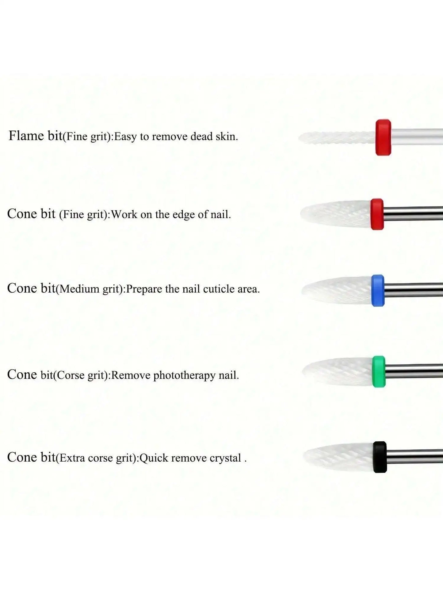 10pcs Milling Cutter Ceramic Nail Drill Bits Electric Manicure Files Kit Cuticle Remove Burr Gel Polish Tools Accessories