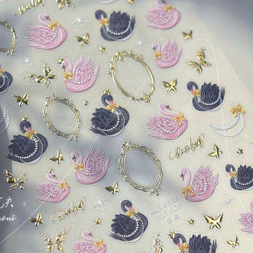 5D Metal Fish Nail Art Stickers Tiny Ocean Shoal of Fish Foil Waves Summer Beach Self Adhesive Decoration Manicure Decal DIY
