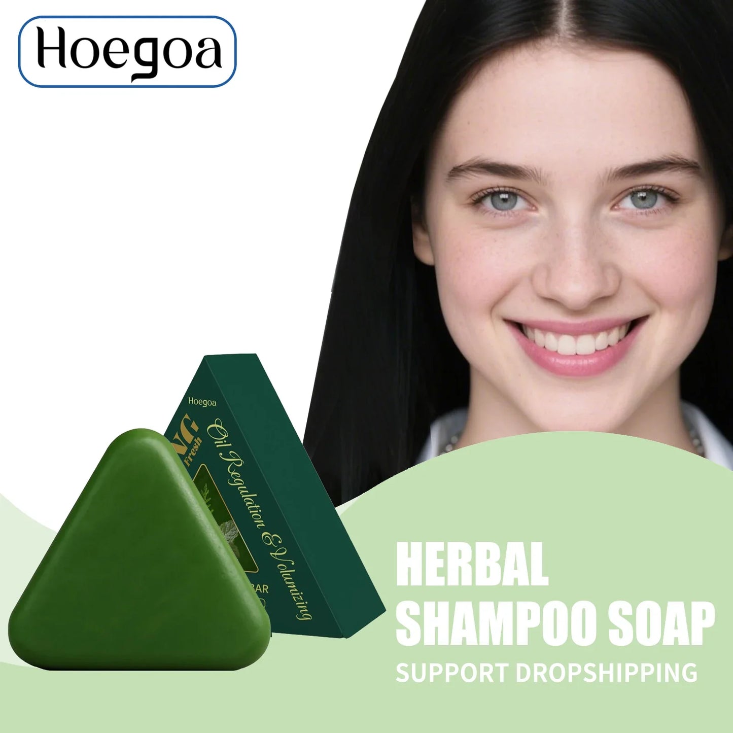 Triangle Green Hair Growth Soap Nourish Hair Roots Improve Dry Frizzy Damaged Hair Repair Regulate Grease Anti Hair Loss Shampoo