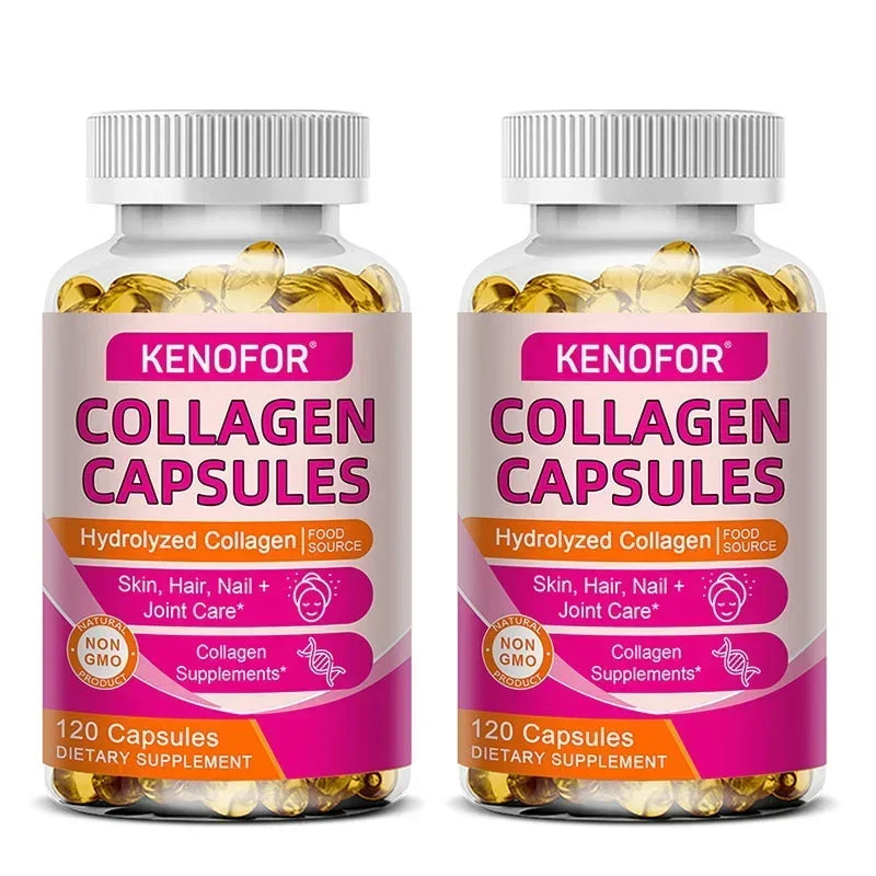 Kenofor 120 Hydrolyzed Collagen Capsules - Support Skin & Joint & Hair & Nail Health - Collagen Supplement
