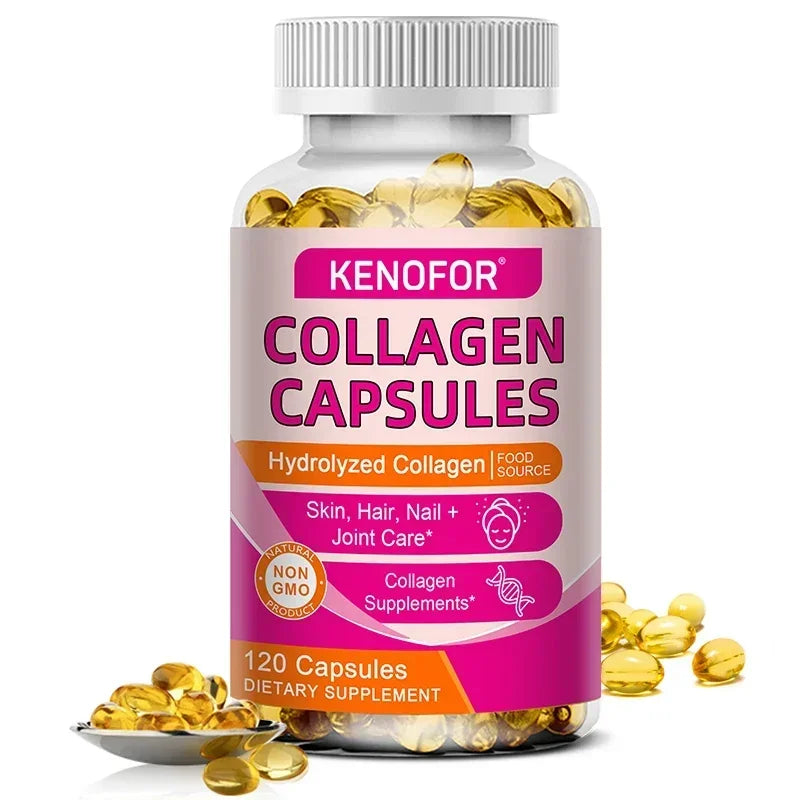 Kenofor 120 Hydrolyzed Collagen Capsules - Support Skin & Joint & Hair & Nail Health - Collagen Supplement