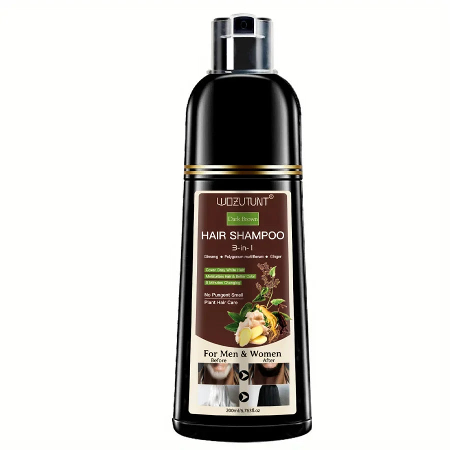 3 In 1 Dye Shampoo Instant Gray White Hair Coverage Hair Color Shampoo 5 Minutes Change Long Lasting Natural Colored Easy To Use