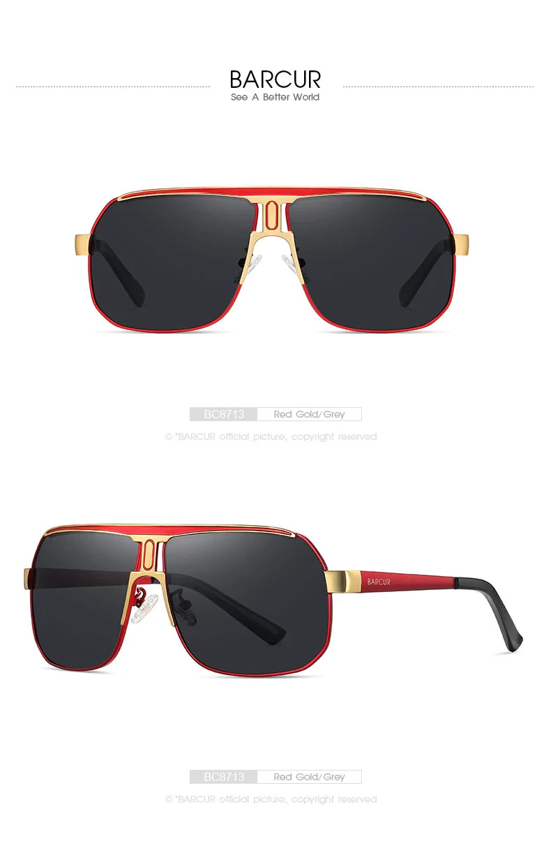 BARCUR Polarized Sunglasses for Men – Trendy UV400 Gradient Lens Oval Comfortable Frame Sports Driving Hiking Fishing Outdoor Fashion Eyewear with Durable Stainless Steel Frame – Casual Apparel Accessory Gift for Him