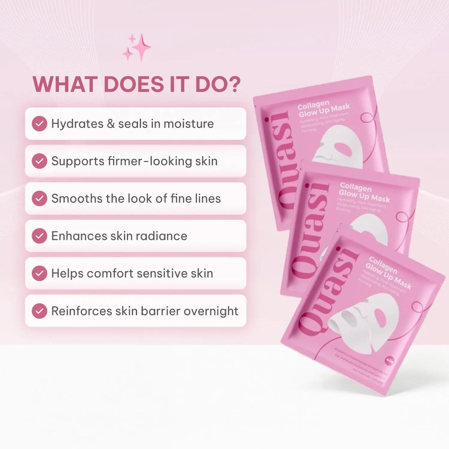 Collagen Face Mask Overnight – Hydrating Korean Sheet Mask – Niacinamide & Low Molecular Collagen – Firming & Smoothing Skinc