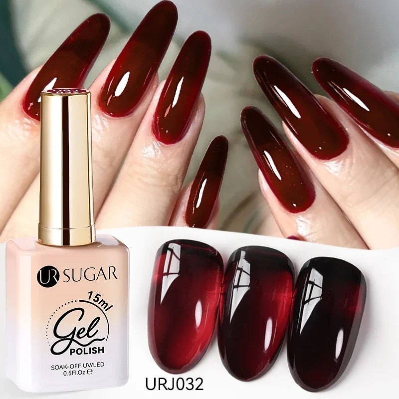 UR SUGAR 15ml Jelly Milky White Translucent Color Gel Polish Semi Permanent UV Gel Nail Art Soak Off Gel Varnish Latest Fashion