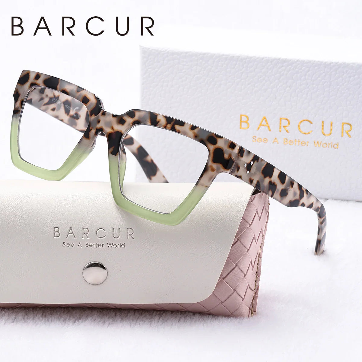 BARCUR Large Fashionable Frame Pink Reading Glasses for Women – Stylish Square Thick Frame Eyewear with Multi-Degree Options for Men & Women – Lightweight Blue Light Blocking Computer Glasses with White Gift Box for Home Office & Study