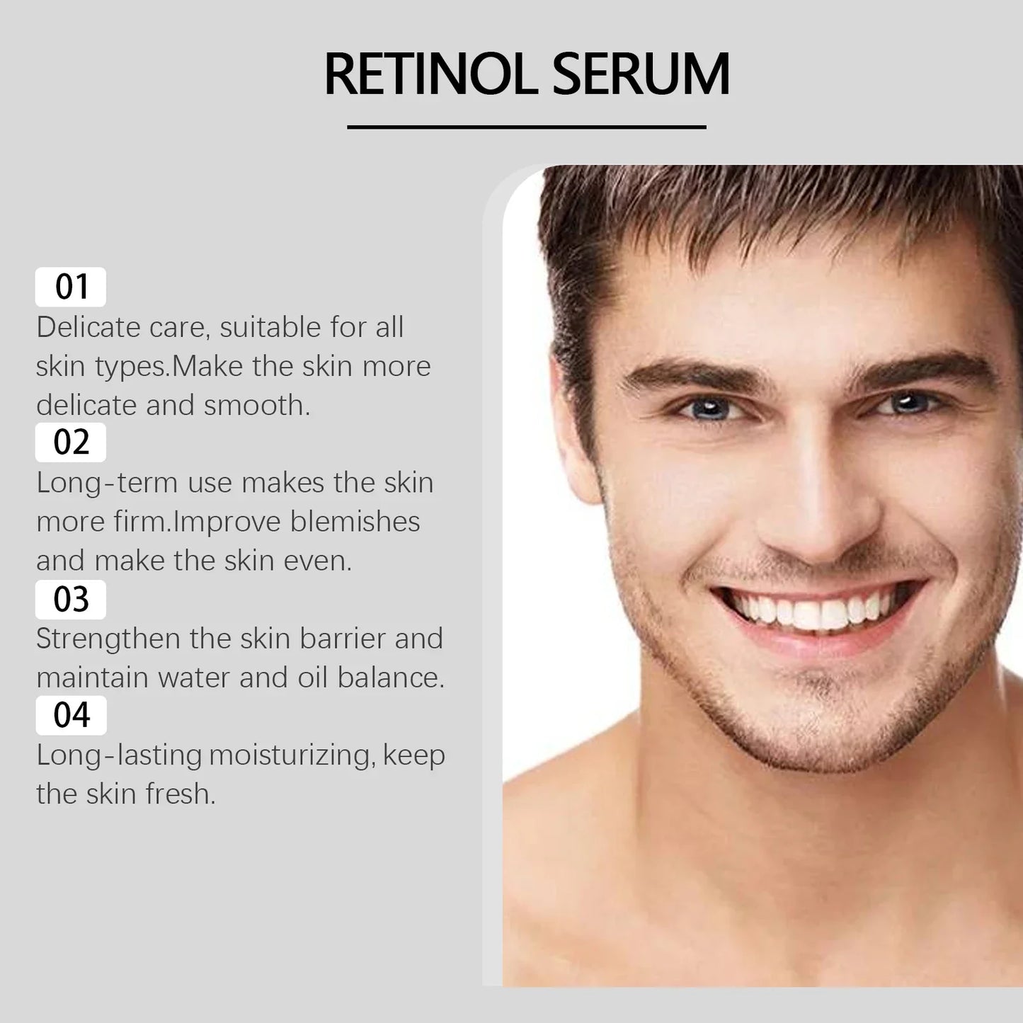 Men's Retinol Serum Hydrating Anti-Aging Oil Control & Pore Minimizer Lifting Tightening Smoothing Brightening Facial Treatment