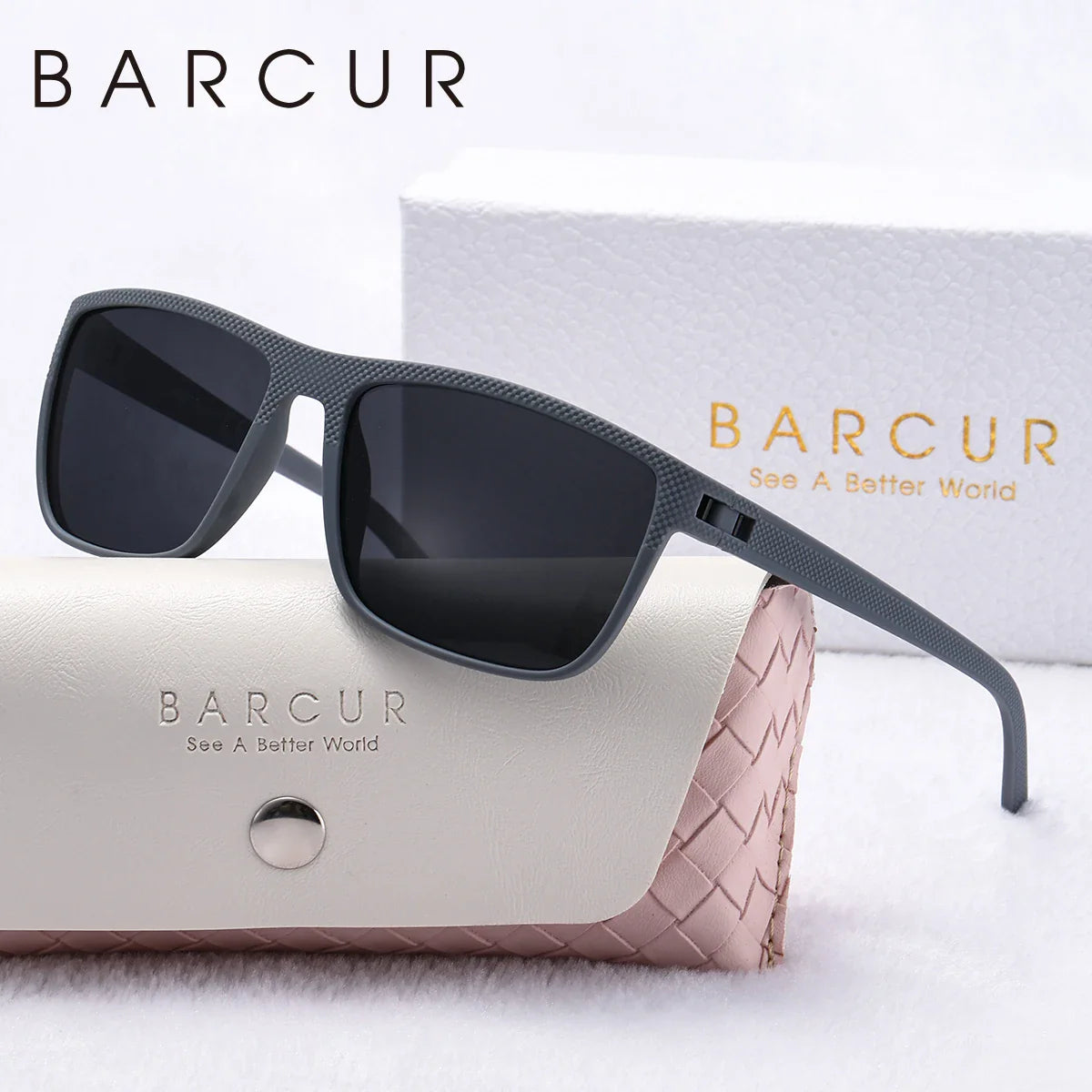 BARCUR Original Trendy White Pink Polarized Sunglasses Lightweight Comfort Square PC Eyewear for Women Sports UVA & UVB Protection Trendy Sun Glasses for Summer