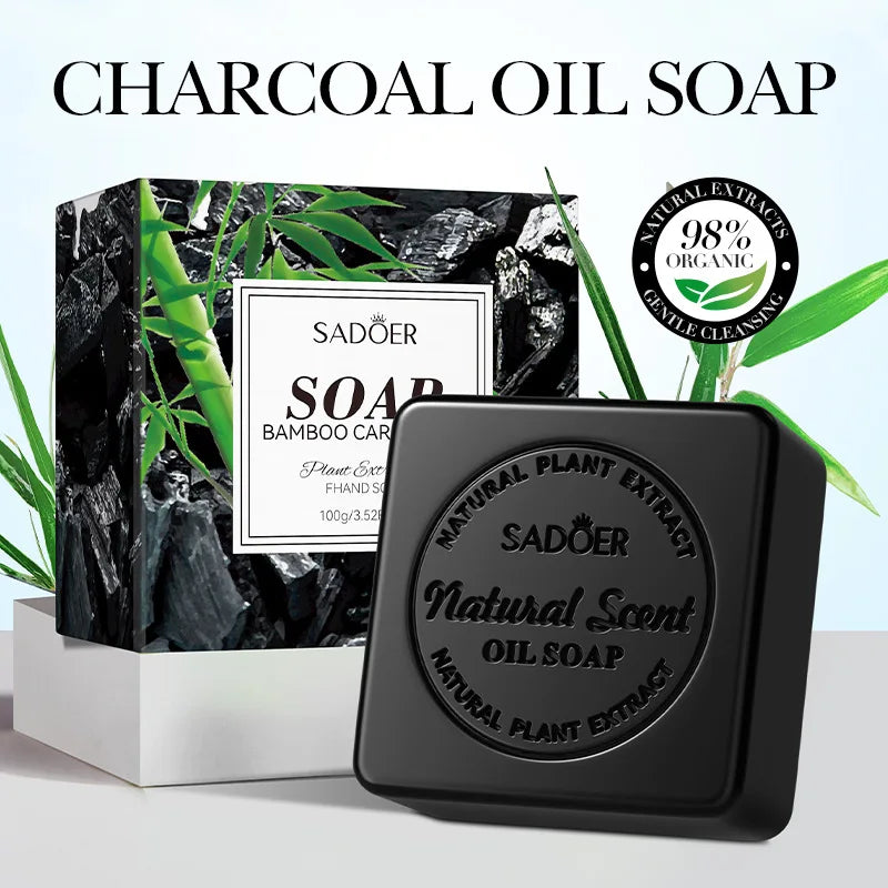 Bamboo Charcoal Handmade Soap Women Cleaner Deep Cleansing Body Whitening Soap Shaving Sabonis Skin Lightening Foam 1box