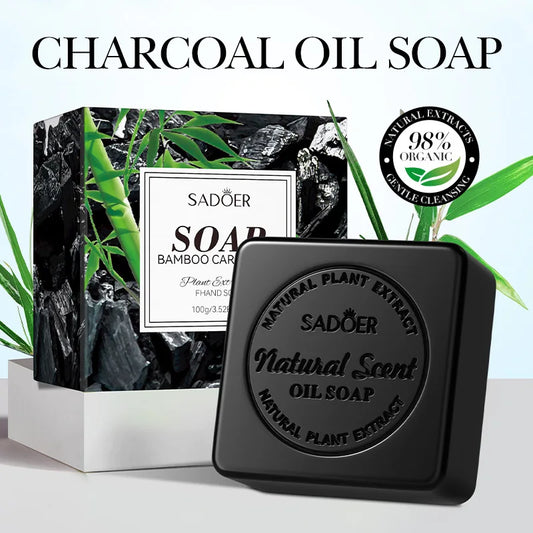 Bamboo Charcoal Handmade Soap Women Cleaner Deep Cleansing Body Whitening Soap Shaving Sabonis Skin Lightening Foam 1box