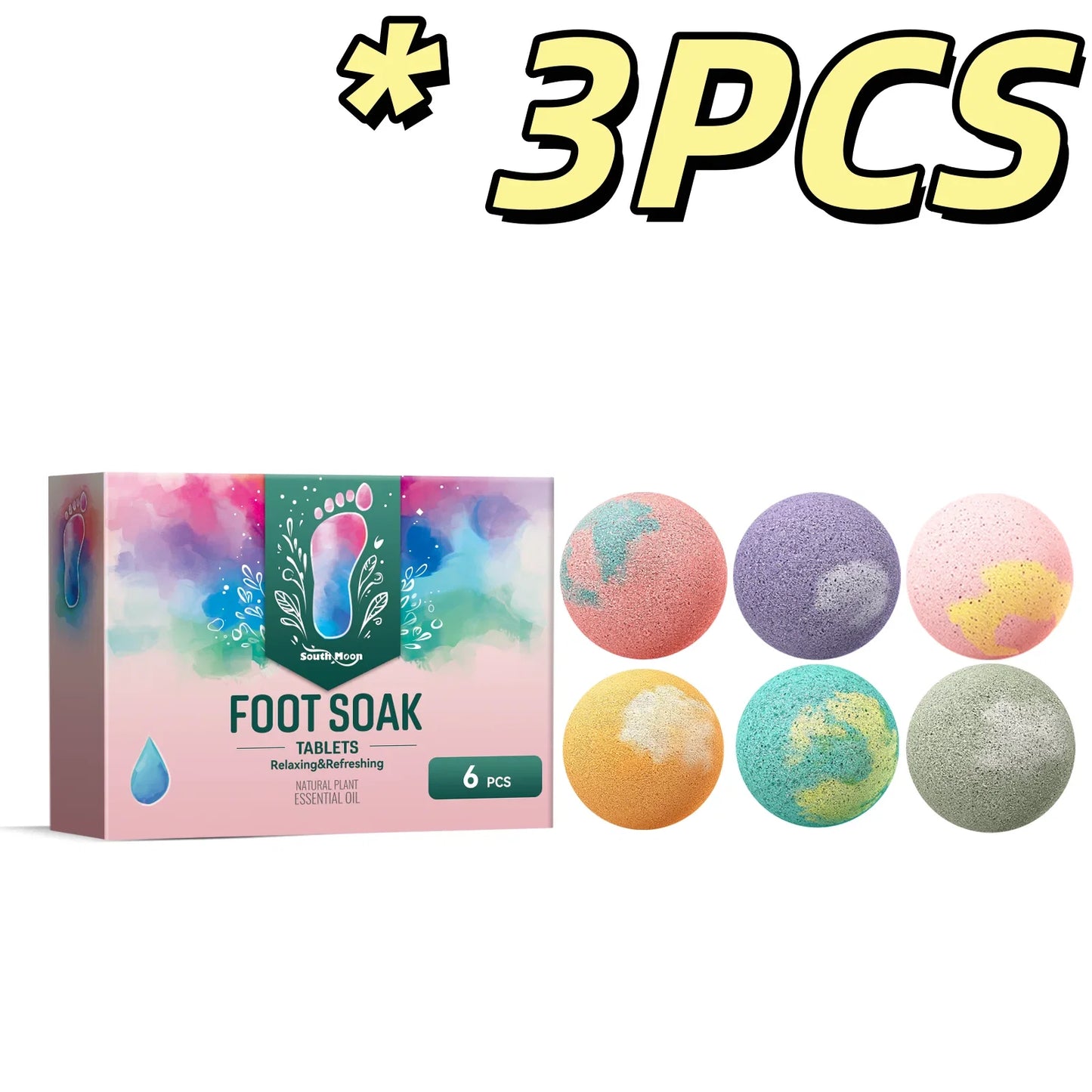 South Moon Foot Soak Tablet Relieve Fatigue Warmth Foot Soaking Promote Circulation Soften Cuticle Herbal Extract Feet Bath Ball
