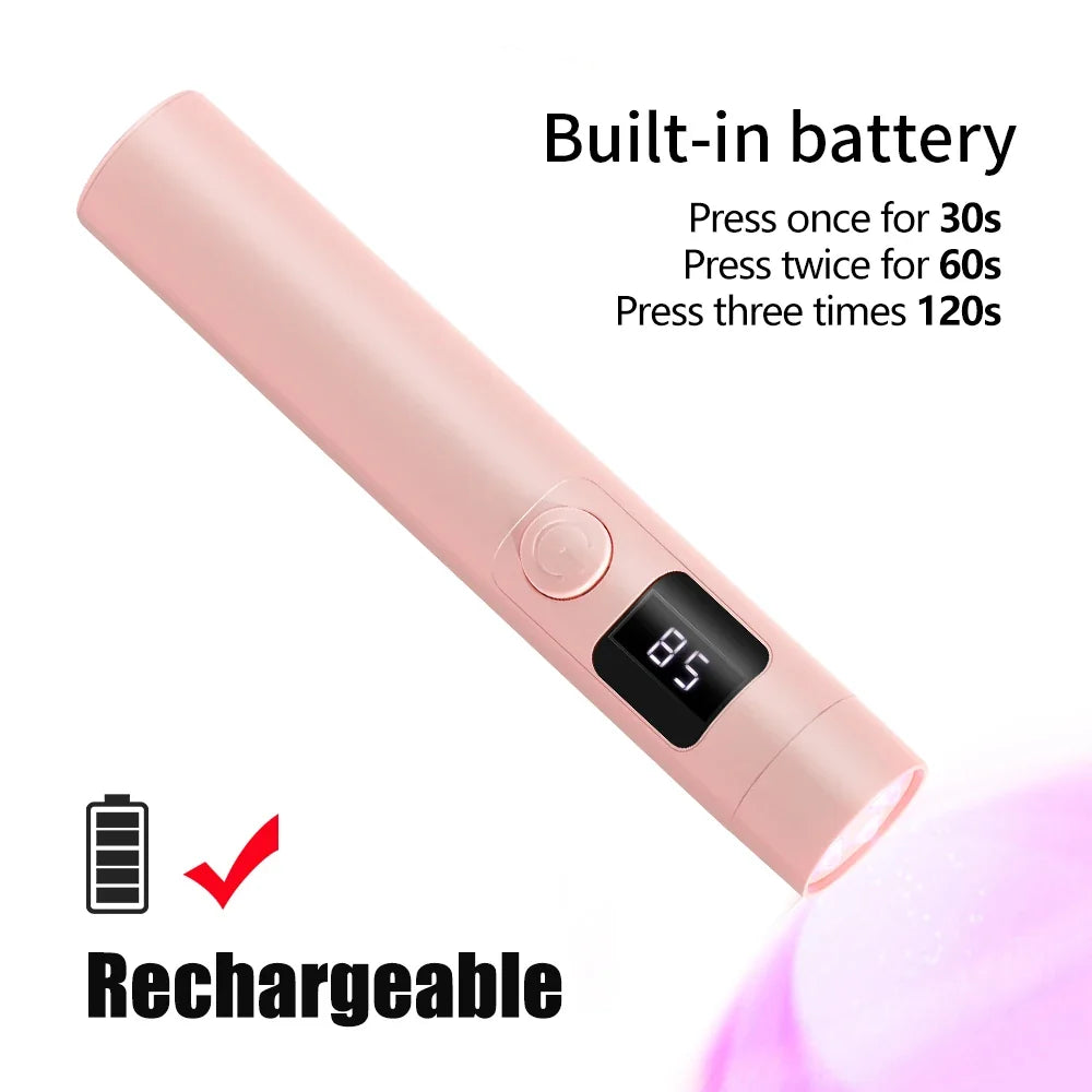 LULAA Cordless Nail Lamp with Stand Handheld UV Light with LCD Display for Gel Nails Rechargeable USB Nail Dryer for Fast Curing