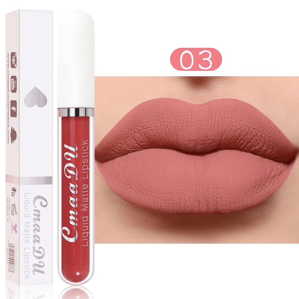 CmaaDu 1 Pcs Matte Lip Gloss Liquid Lipstick- Lip Stains with Long-Lasting Waterproof,  Adult Age Range, Red Tones Easy to Color