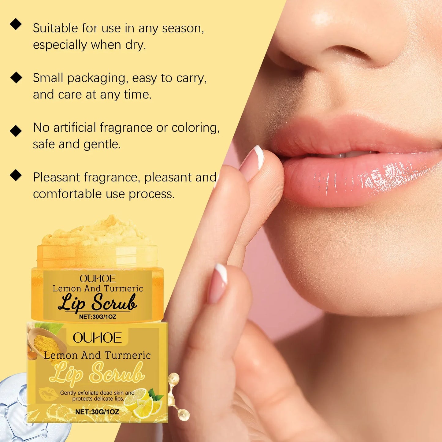 Turmeric Lemon Lip Scrub Exfoliating Remove Dead Skin Reduce Fine Lines Prevent Dry Nourishing Hydrating Anti Cracked Lip Scrub