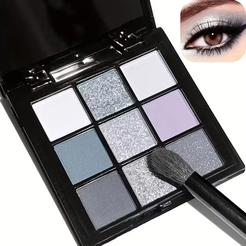 A 9-color smoky eyeshadow palette, long-lasting, waterproof, and easy to apply, perfect for creating a smoky punk makeup look.