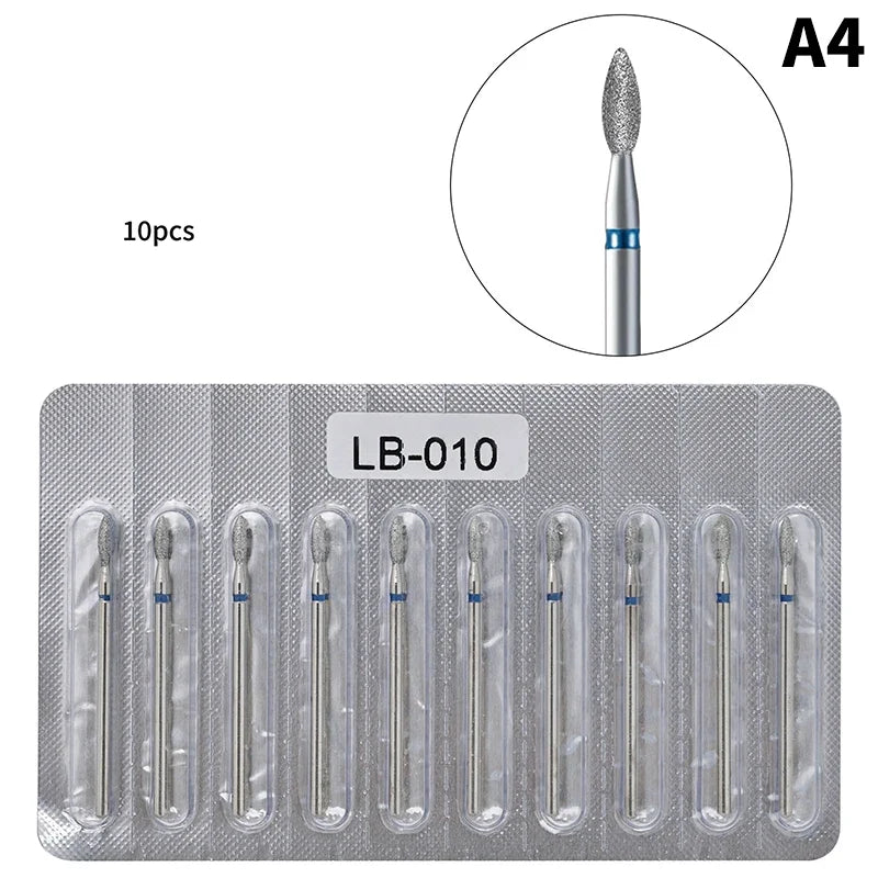 10Pcs Diamond Milling Cutter For Manicure Electric Nail Drill Bits Accessory Pedicure Machine Nail File Gel Remover Tool