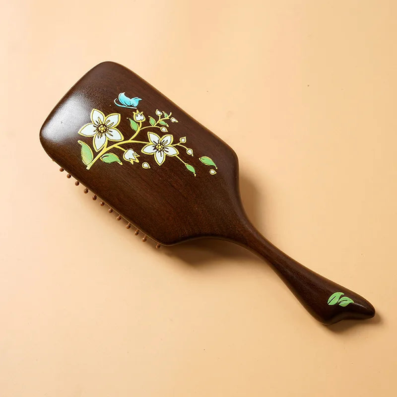Natural Sandalwood Air Cushion Comb Scalp Massage Hair Brush Women Anti-static Hairdressing Comb for Hair Volume & Curly Hair