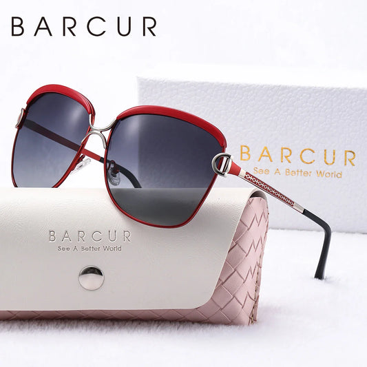 BARCUR Sunglasses Women’s Fashion Polarized Metal Frame Sunglasses UV400 Protection Multi-Color Options Trendy Square Sunglasses with Exquisite White Gift Box for Summer Parties Travel & Outdoor Events