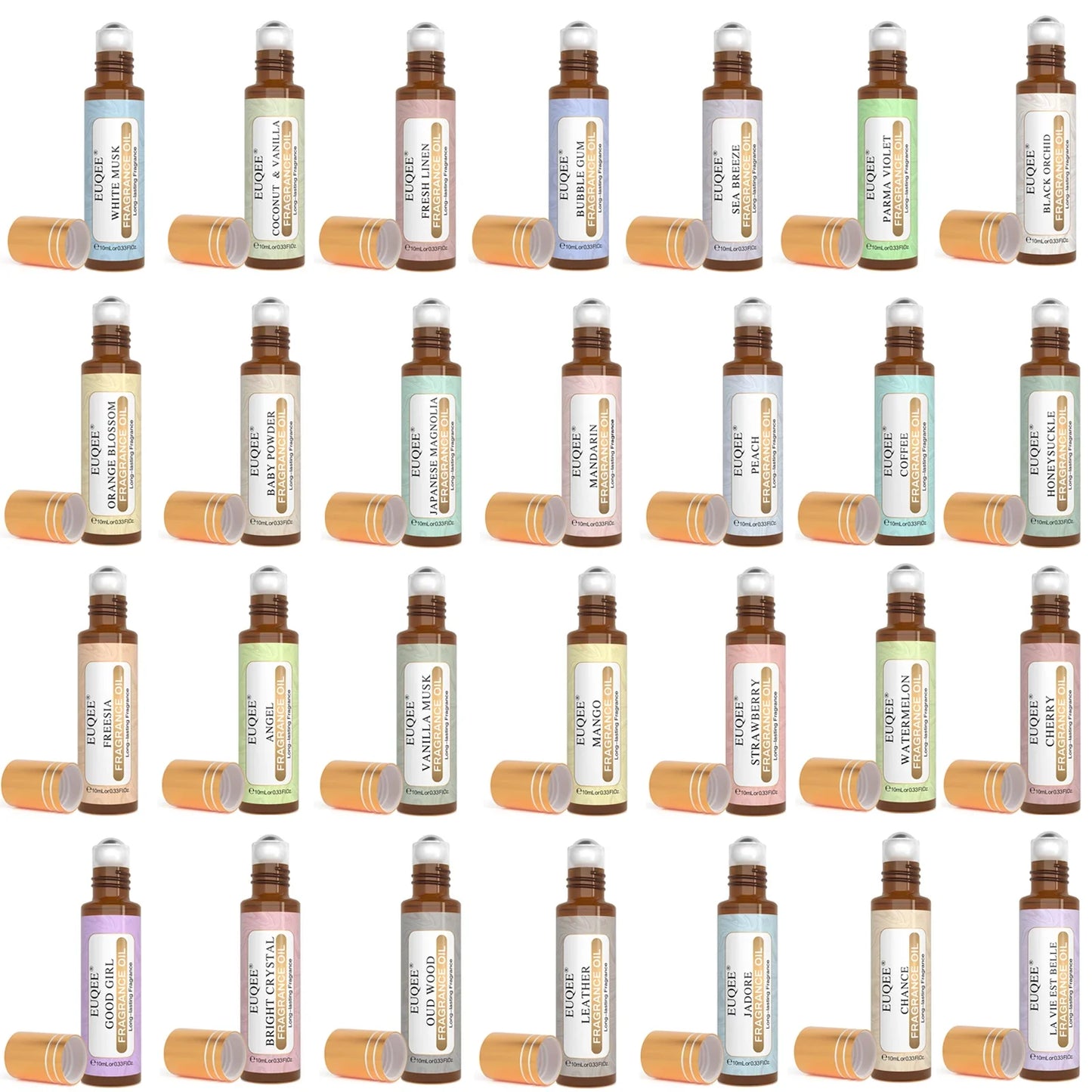 EUQEE 10ml Fragrance Oil Roll-On Long Lasting Scent La Vie Est Belle CHANCE Jadore Cotton Strawberry Mango for Men and Women