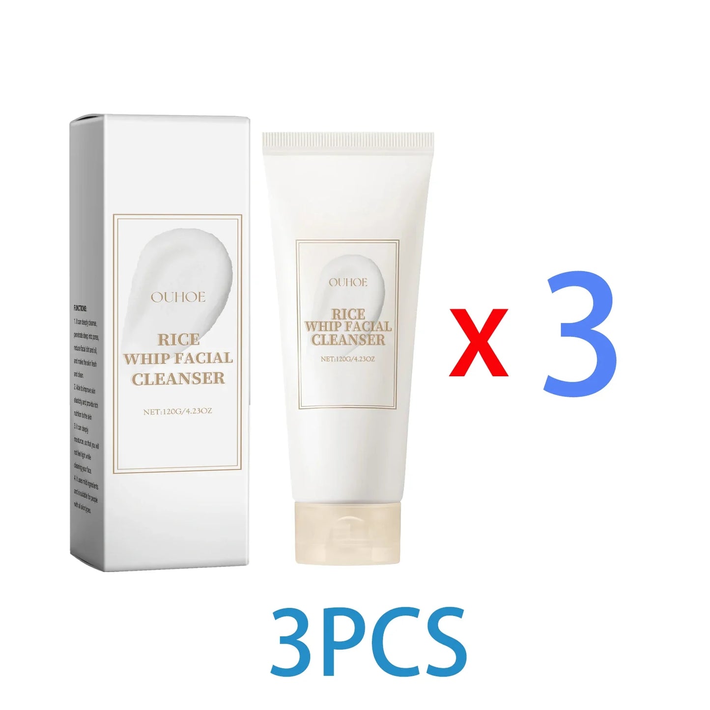 Rice Milk Cleansing Foam 120g Gentle Facial Wash Deep Cleanse Rice Extract Hydrating Non Drying Rich Lather for Soft Bright Skin