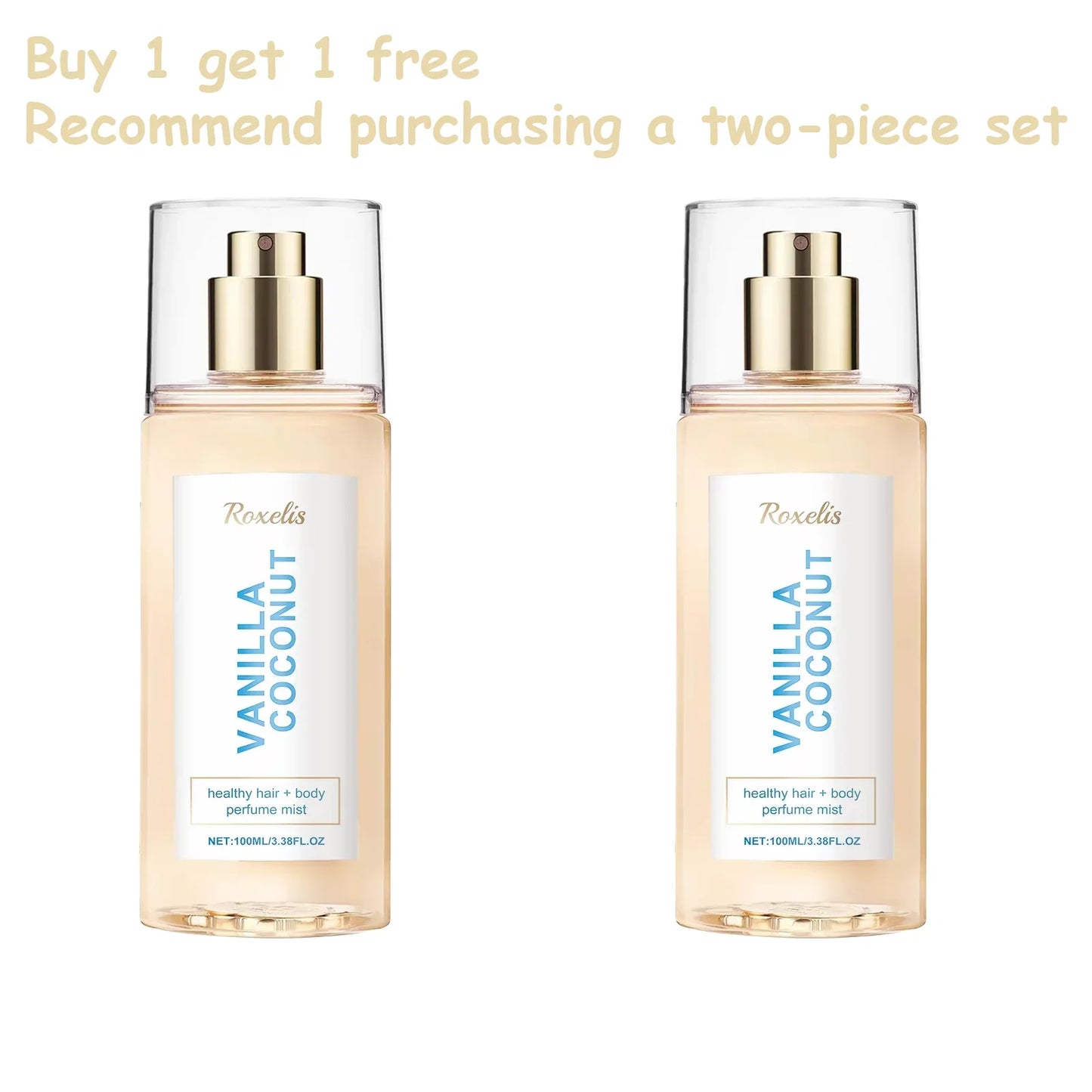 Vanilla Coconut Body Hair Mist - Long Lasting Fresh Romantic Fragrance, Travel Size Portable Spray Women Men Daily & Dating Use