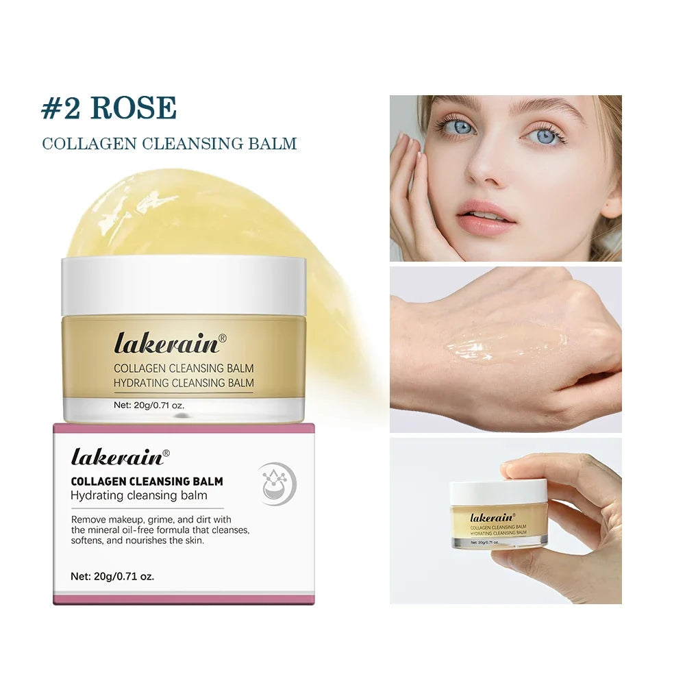 Rose Flavor Collagen Cleansing Balm Nourishing Cream Makeup Remover Mild Non-irritating Moisturizing Non-greasy Cleansing Balm