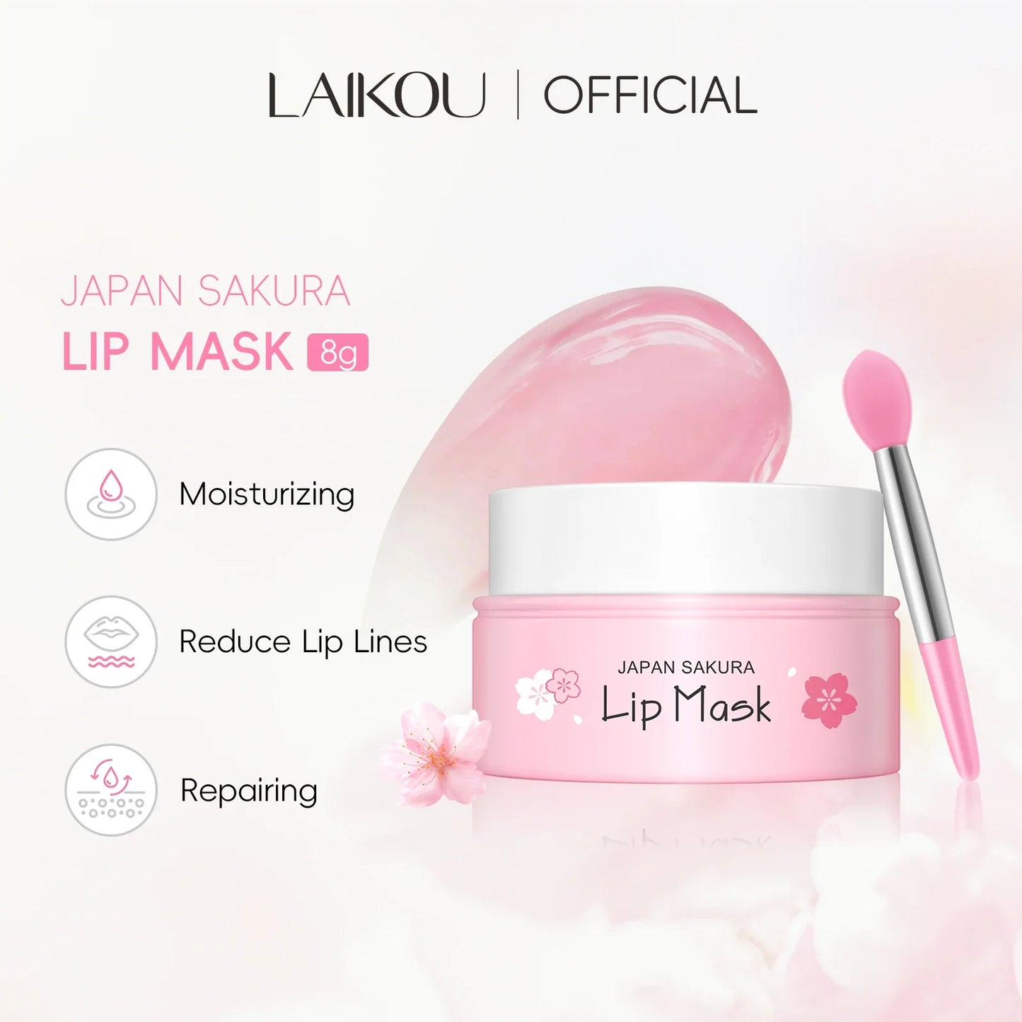 LAIKOU Sakura Lip Mask - Overnight Hydrating Lip Balm for Plump Lip Lines Beauty Care
