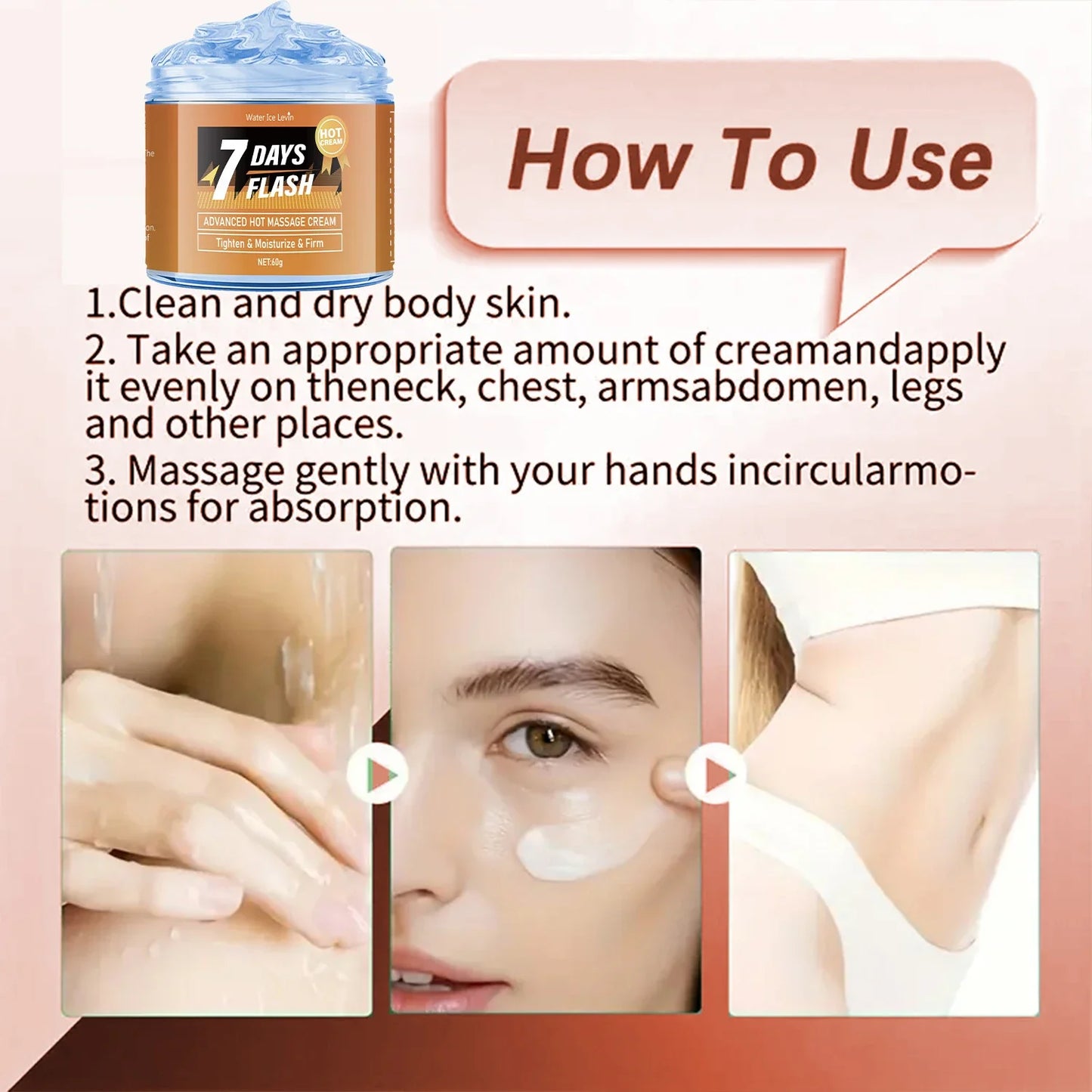60g Moisturizing Massage Cream-Tightening Lifting with Curcumin and Plant Extracts for Big Belly and Loose Skin Care,Arm&Legs Cream