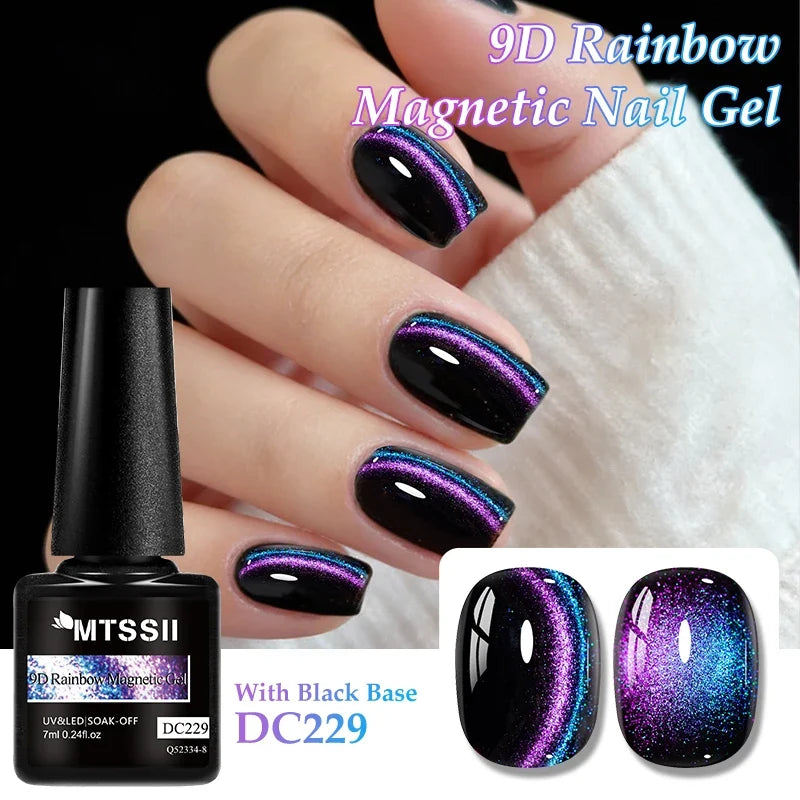 9D Rainbow Cat Magnetic Gel Nail Polish Chameleon Galaxy Effect Magnetic Semi Permanent Soak Off UV Gel Varnish Nail Supplies
