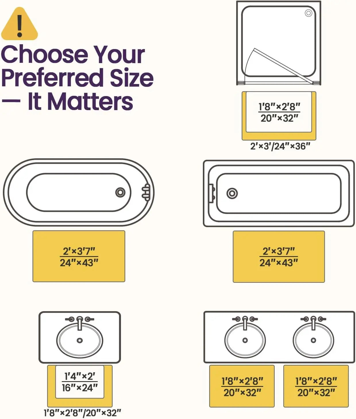 Bathroom Rugs 24x36, Non Slip Washable Bath Mat, Absorbent Chenille Bathmat, Ultra Soft Thick Carpet for Tub Shower Flo