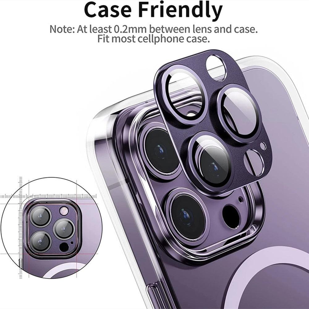 Camera Lens Metal Protector Glass For iPhone 14 Pro 13Pro 13 12 Pro Max Plus Full Cover Lens Protective Cap For iPhone 13 14Pro Tempered Glass Lens Film Metal Camera Screen Protection HD Clear Lens Protector