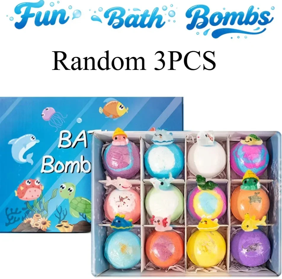 New 12PCS Ocean Toy Bath Salt Bombs, Bubble Bath Balls for Adults & Kids, Fun Educational Bath Toys Party Favor Set