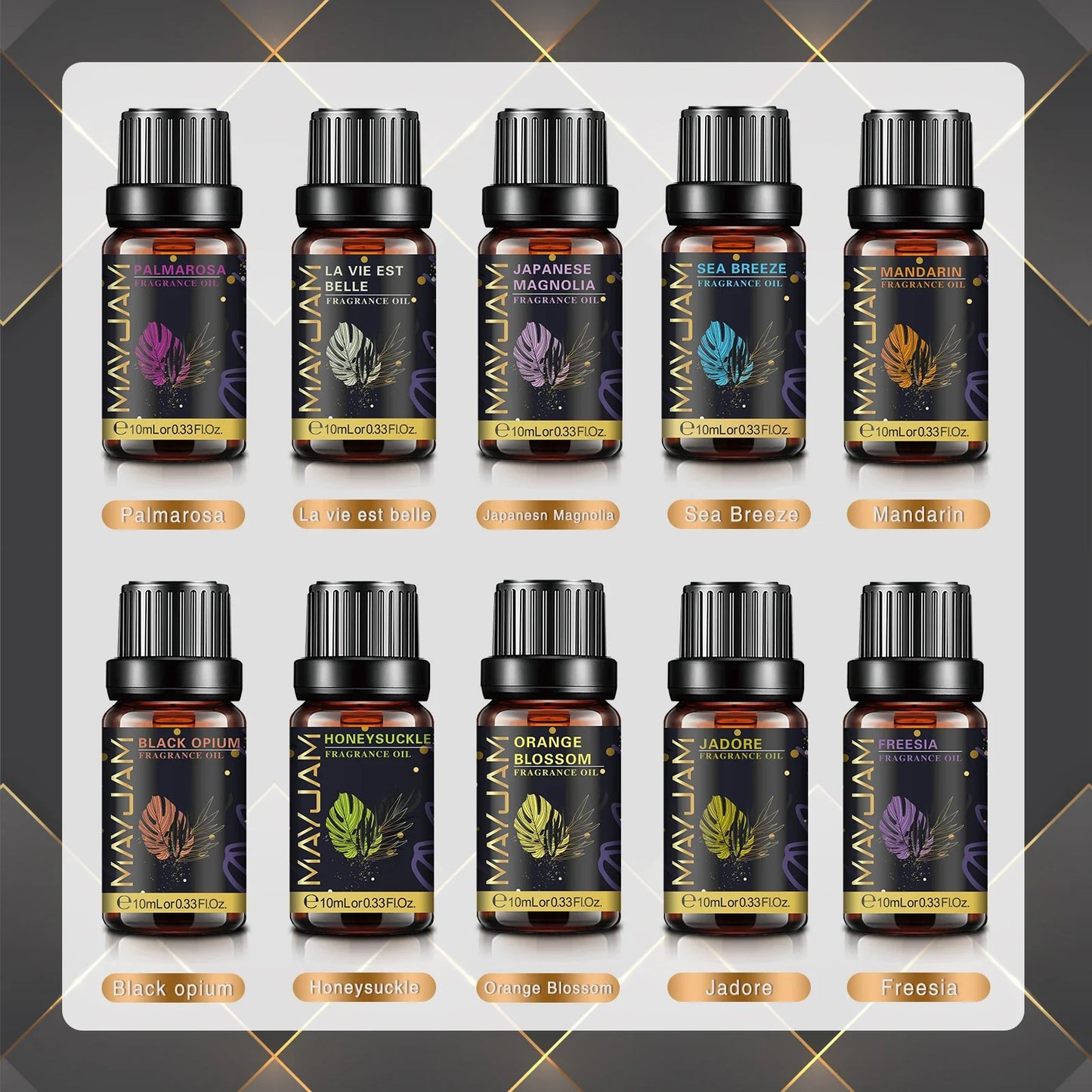 MAYJAM 10ml Aromatic Essential Oil Bubble Gum La Vie Est Belle D-Jadore White Musk Sea Breeze Baby Powder Long-lasting Scents