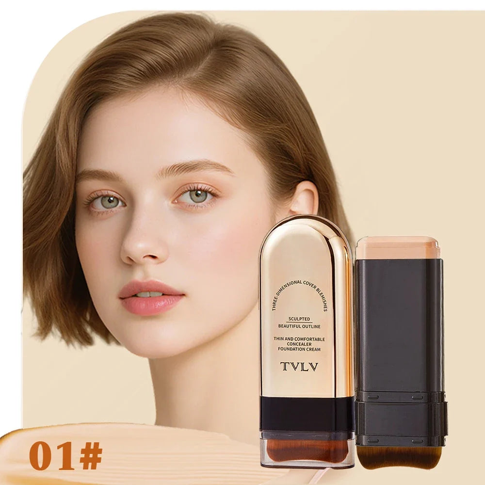 TVLV Skin Tint Stick Long Lasting Lightweight Waterproof Concealer Foundation Cream Flawless Tinted Face Contour Stick Makeup