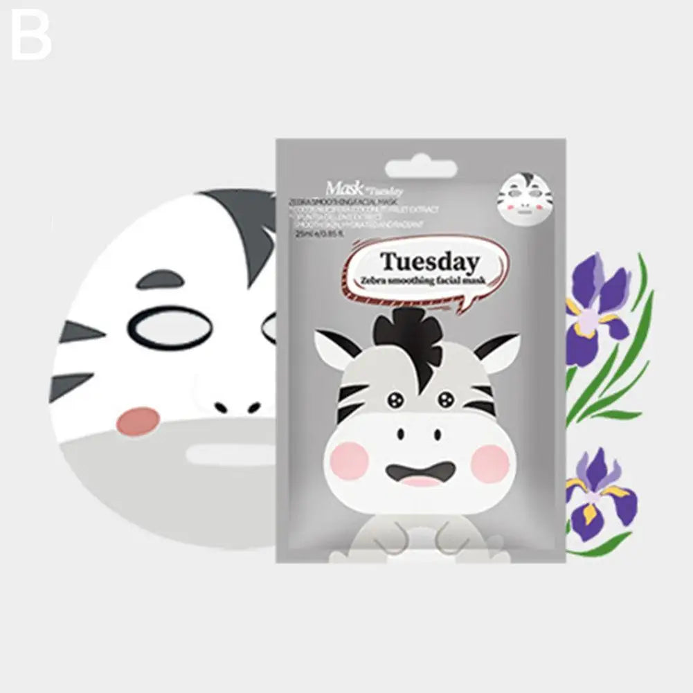 1/7pcs Cartoon Facial Mask Deep Hydrating Sheet Mask Moisturizing Tender Skin Mask Dog Panda Pig Animal Pattern Skin Care