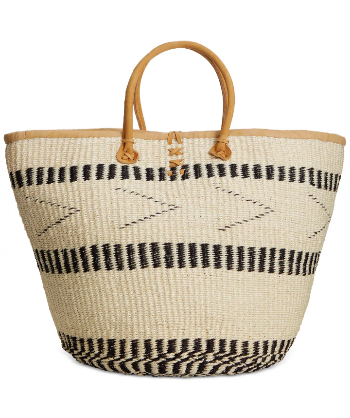 Balance Point Handwoven Straw Sisal Basket Tote Bag