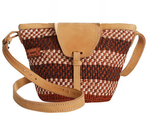 Life Damier Pattern Handwoven Sisal Straw Crossbody Shoulder Bag