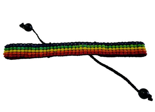 Conservation Pride & Purpose Hand Beaded Bracelet, Rainbow of Maasai Glass Beads