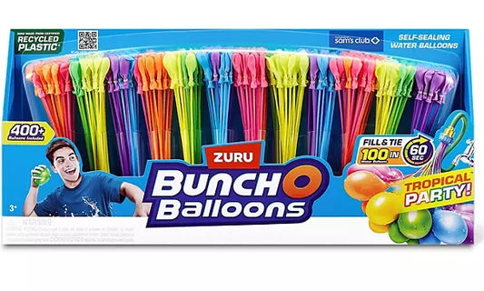 Zuru Bunch O Balloons 400+ Rapid-Fill Self-Tying Recyclable Water Balloons, 12 Stems