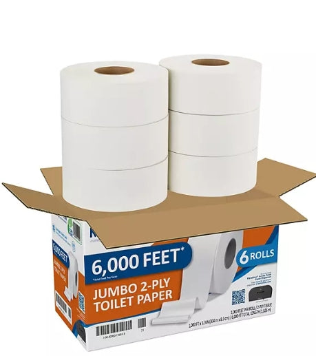Marathon Jumbo Roll 2-Ply White Toilet Paper 6 rolls, 1000 ft./roll