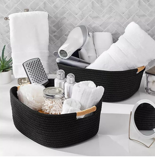 Member's Mark 2-Piece Rope Basket Set with Contrast Handles, Various Colors