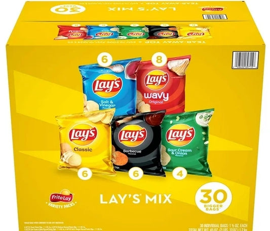 Lay's Mix Variety Pack Potato Chips, 30 pk