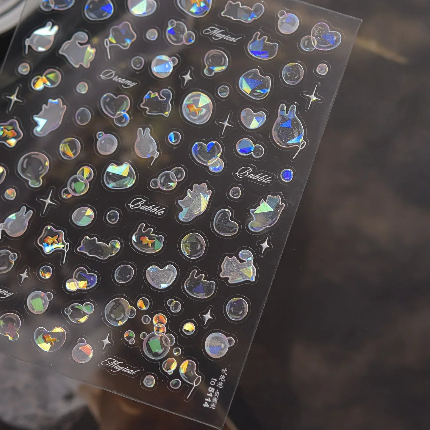 5D Deep Sea Fish Nail Art Stickers Shimmery Bubble Colorful Marine Life Nail Decals Summer Ocean Self Adhesive Manicure Decal
