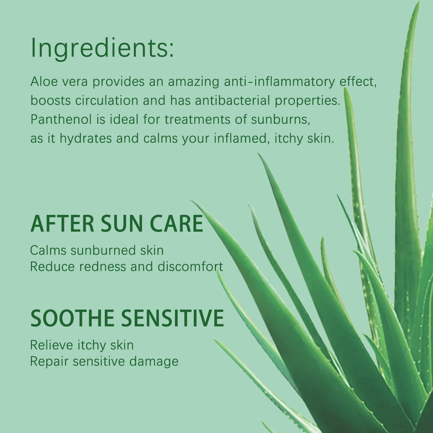 OUOHE Aloe Vera After-Sun Repair Gel Deeply Hydrates and Refreshes the Skin Relieves Post-Sun Redness Repairs and Moisturizes
