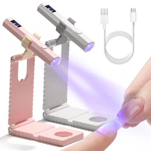 LULAA Cordless Nail Lamp with Stand Handheld UV Light with LCD Display for Gel Nails Rechargeable USB Nail Dryer for Fast Curing