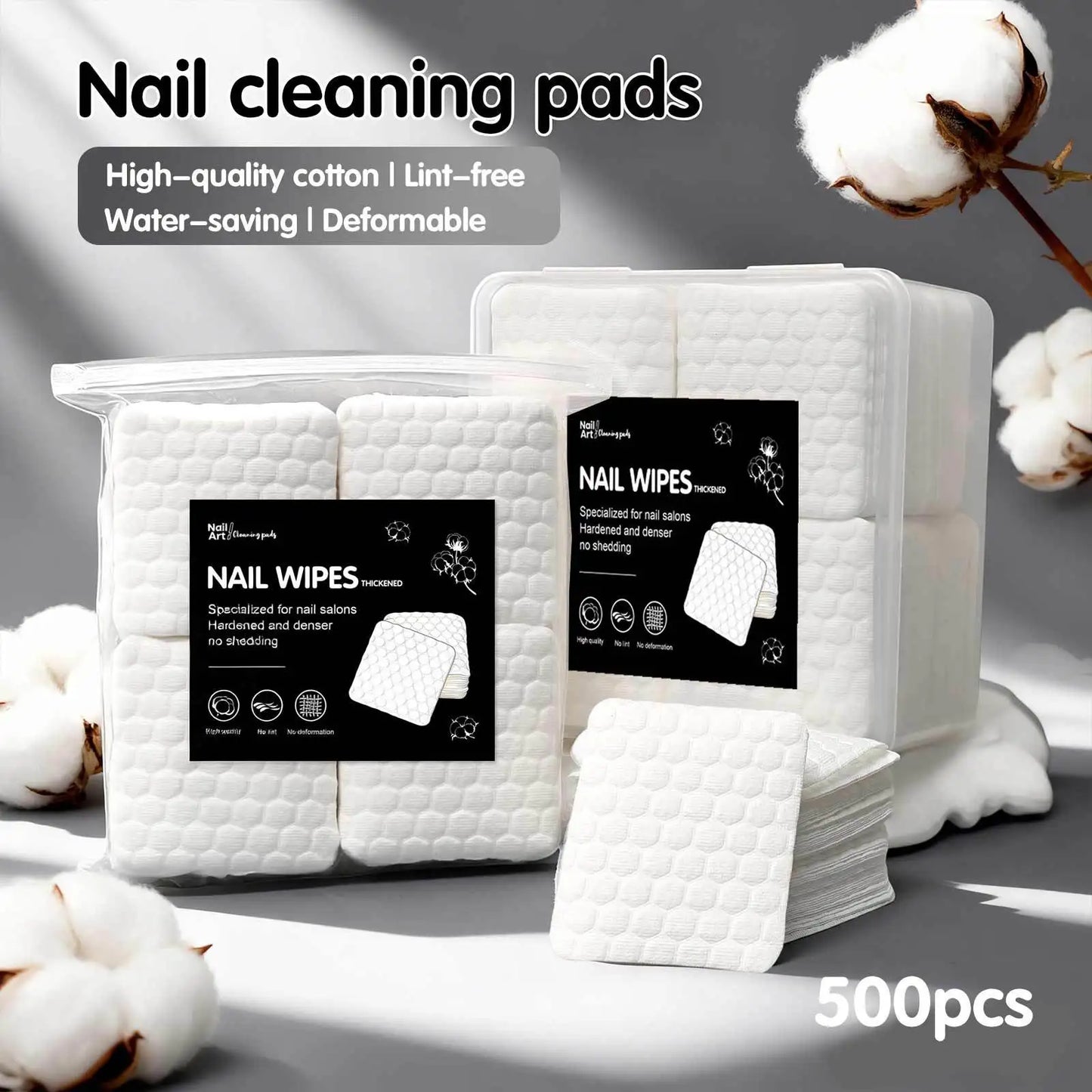 200/500Pcs/pack/box Solid Durable Nail Tools Manicure Gel Nail Polish Remover Pads Lint-Free Wipes Napkins Wraps