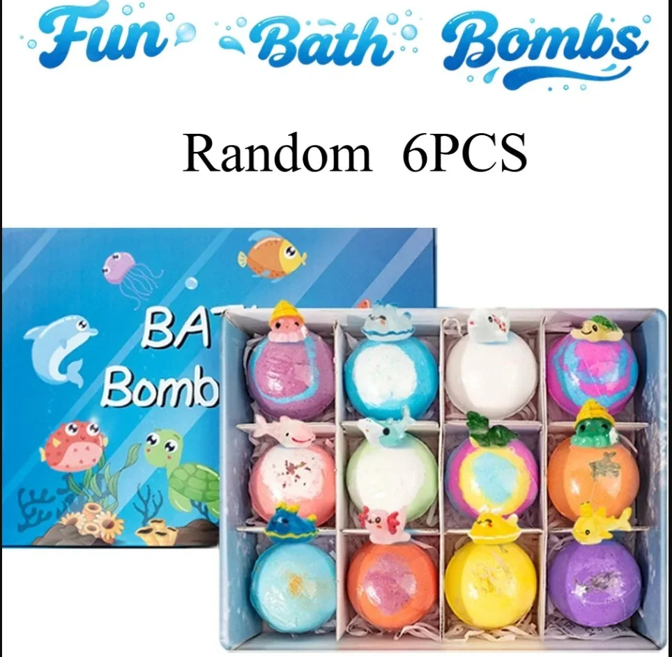 New 12PCS Ocean Toy Bath Salt Bombs, Bubble Bath Balls for Adults & Kids, Fun Educational Bath Toys Party Favor Set